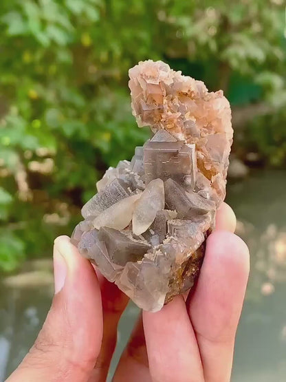 Cubic Purple Phantom Fluorite Crystals Specimen from Pakistan - 123 Gram