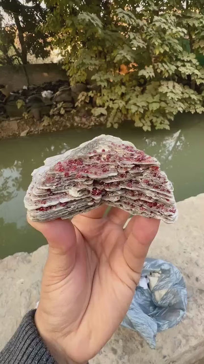 Red Spessartite Garnet Crystals on Mica from Pakistan - 250 Gram