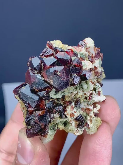 Etched Red Spessartite Garnet Cluster from Pakistan - 123 Gram