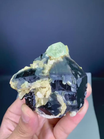 Yellow Heliodor on Smoky Quartz and Mica from Pakistan - 159 Gram