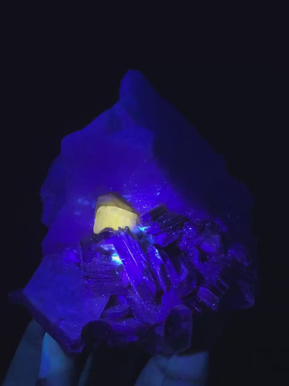 FLuorescent Pink Apatite Crystal with Star mica Feldspar Specimen from Pakistan - 418 Gram