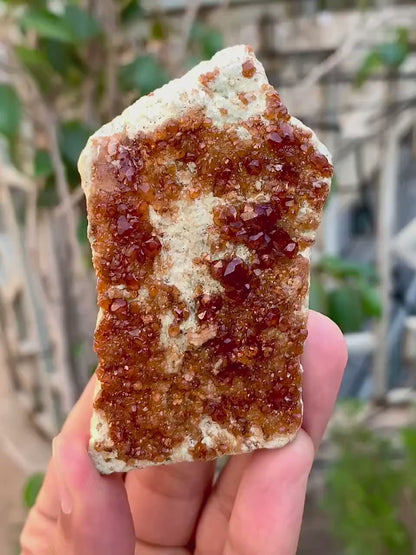 Natural orange hessonite garnet crystals on matrix from Pakistan - 139 Gram