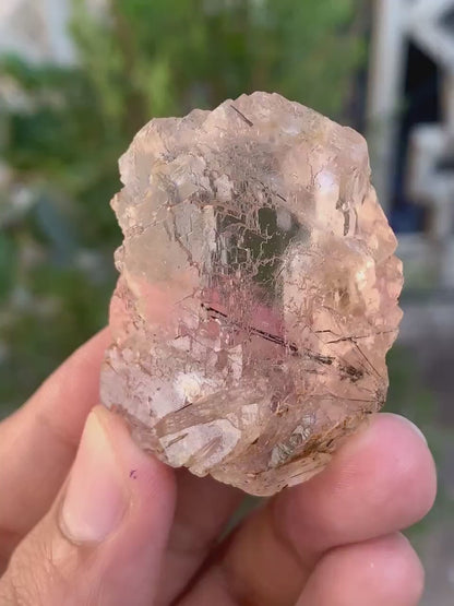 Faceted Pink Transparent Fluorite with Rutile from Pakistan - 50 Gram