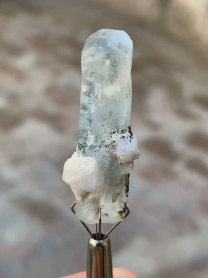 Diamond Cut Blue Aquamarine with Black Tourmaline from Pakistan - 32.50 Carats