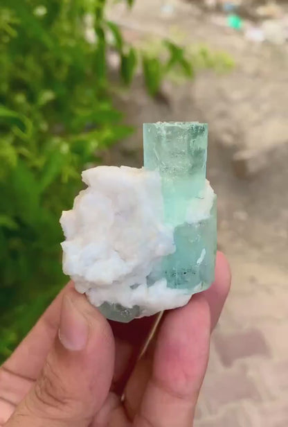 Sky Blue Aquamarine on Albite from Pakistan - 68 Gram