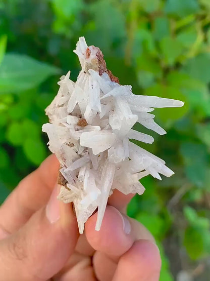 Natural Crystallized white Aragonite Crystals Spikes on Matrix, Rare find from Pakistan 15 Gram