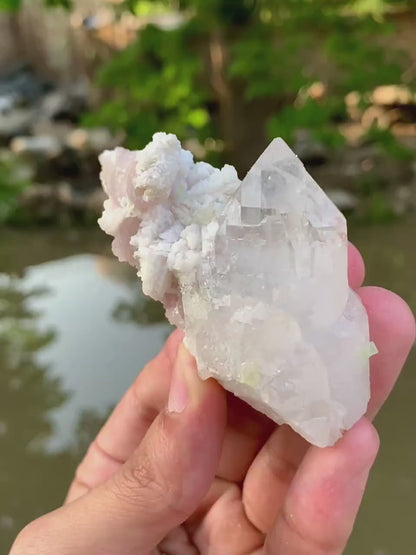 Natural Green Tourmaline, Quartz and Lepidolite Combined Specimen from Pakistan - 97 Gram